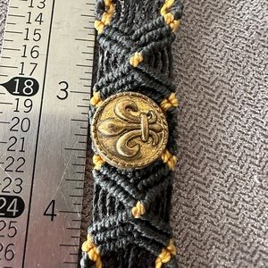 Black and Gold Fleur de lis adjustable bracelet